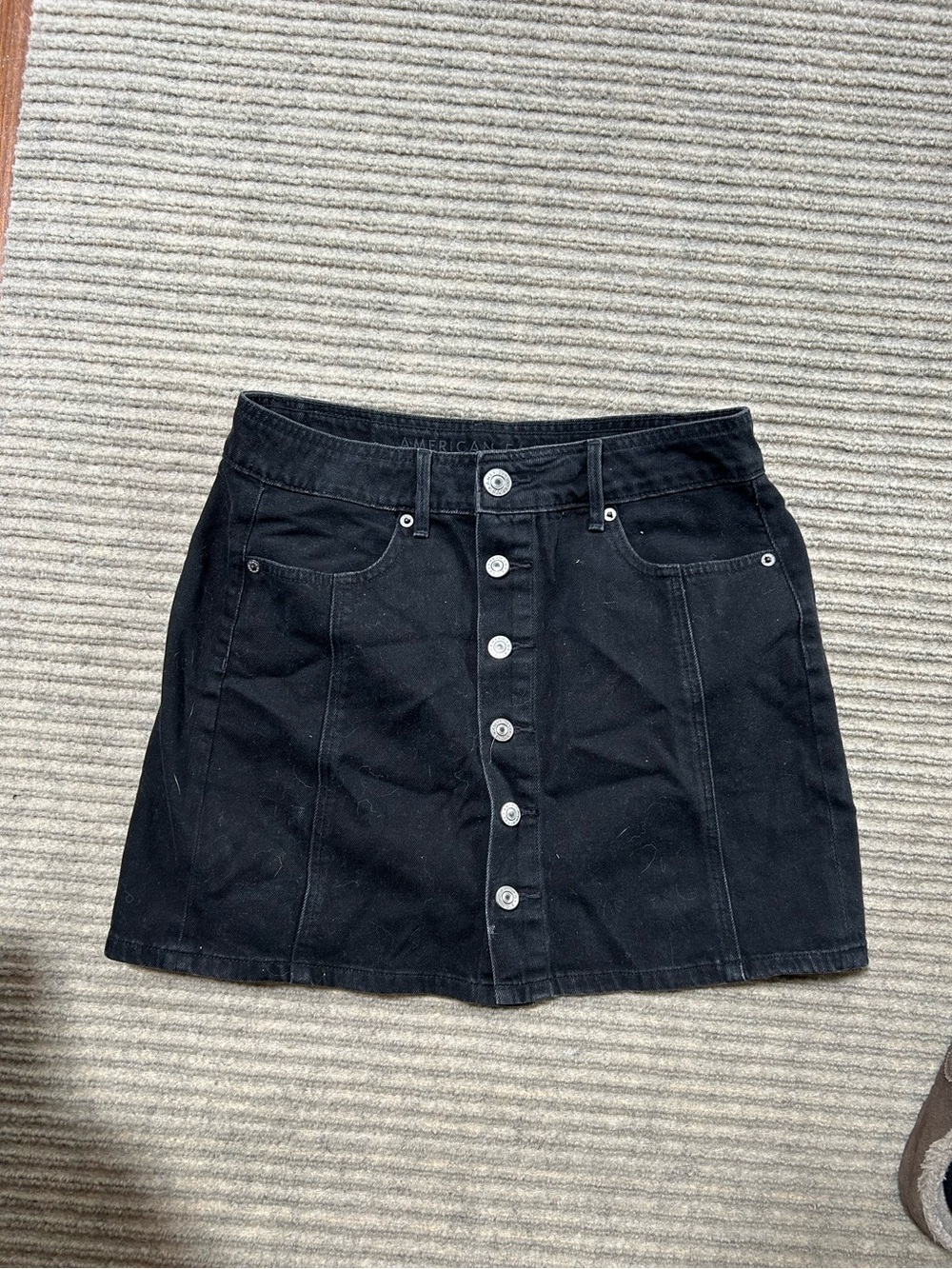 American Eagle Outfitters Black Button-Front Mini Skirt